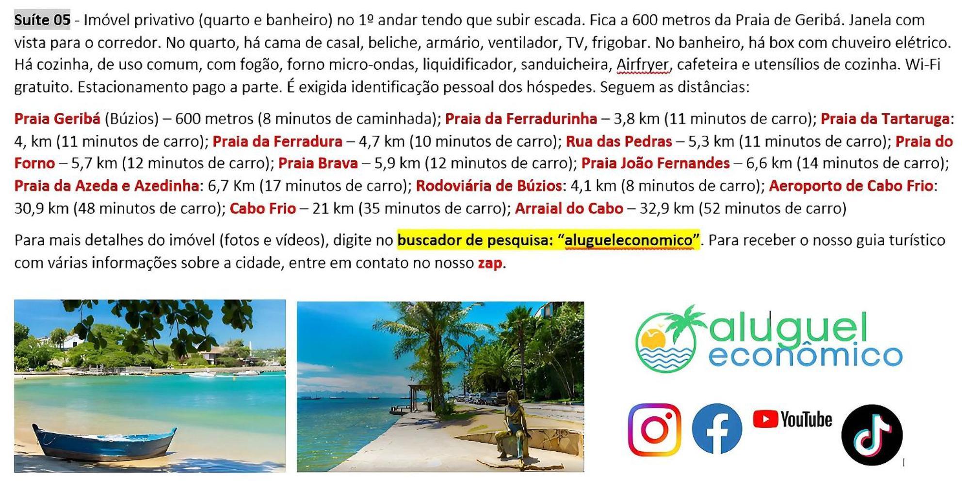 Buzios - Geriba - Suites - Aluguel Economico Kültér fotó