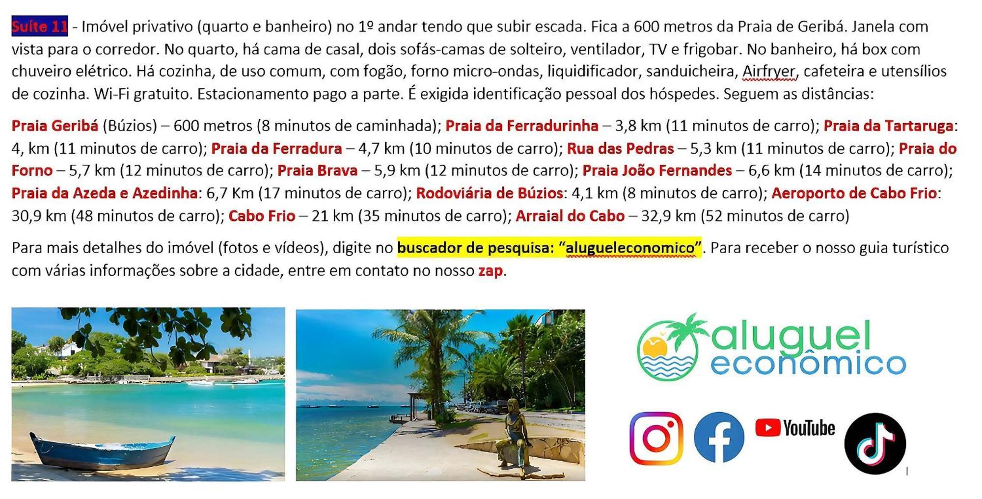 Buzios - Geriba - Suites - Aluguel Economico Kültér fotó