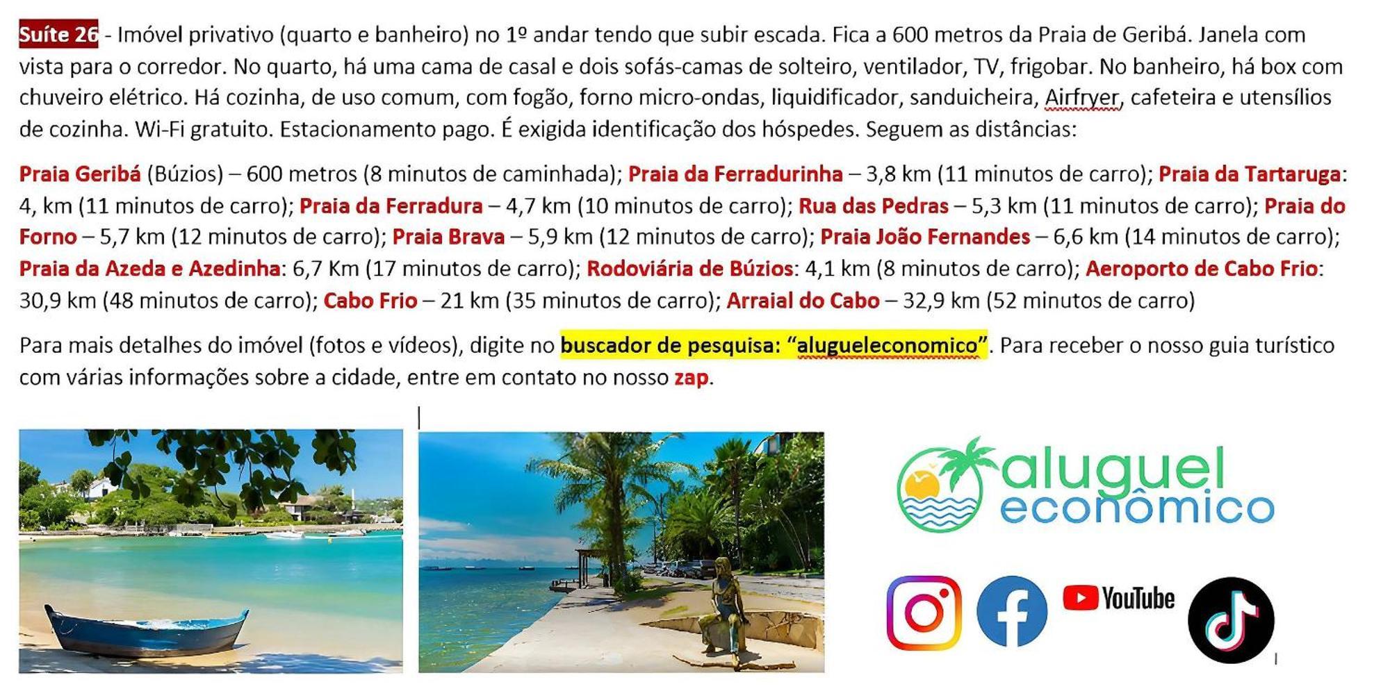 Buzios - Geriba - Suites - Aluguel Economico Kültér fotó