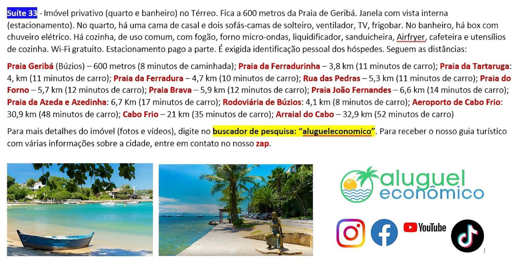 Buzios - Geriba - Suites - Aluguel Economico Kültér fotó