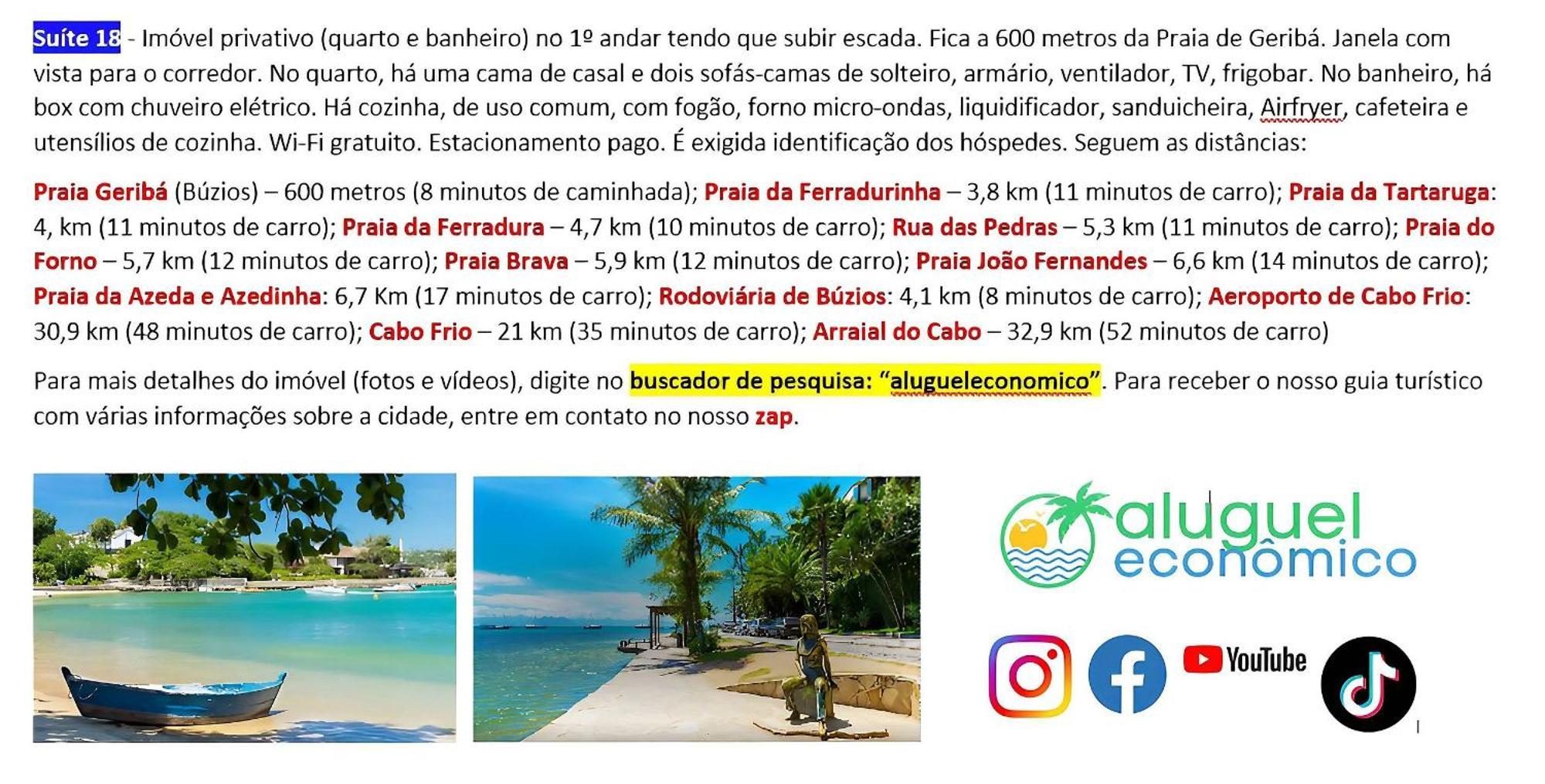 Buzios - Geriba - Suites - Aluguel Economico Kültér fotó