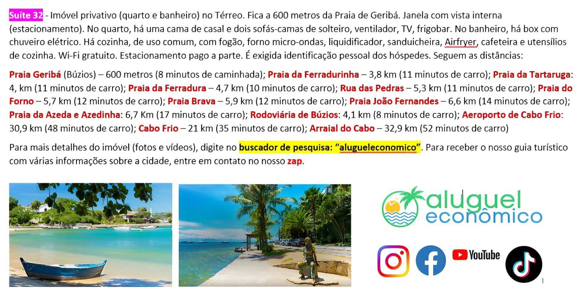 Buzios - Geriba - Suites - Aluguel Economico Kültér fotó
